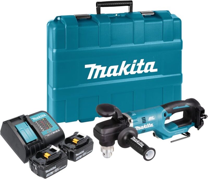 Makita DDA 450 SFK Akku Winkelbohrmaschine 18 V 70 Nm Brushless + 2x Akku 3,0 Ah + Ladegerät + Koffer