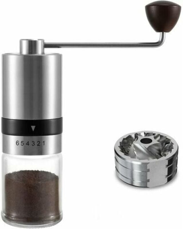 Manuelle Kaffeemühle mit 6 einstellbaren Einstellungen, CNC-Edelstahl, Handkaffeemühle für Büro, Camping, Reisen, Heimge...
