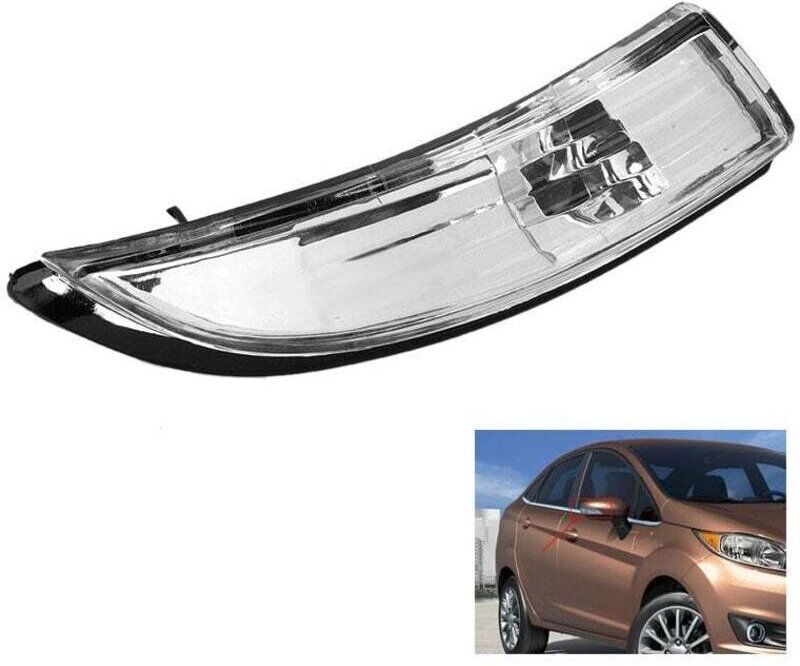 Vtizikl Lentille d'indicateur de rétroviseur d'aile de porte transparente pour Ford Fiesta MK7/MK7.5 2009-2017 cté droit