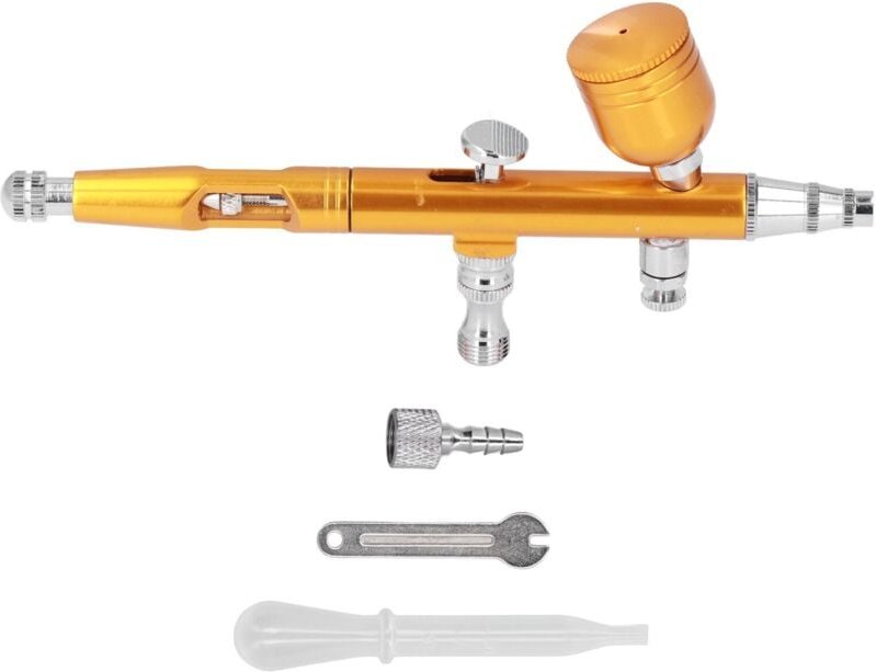 Tragbares Airbrush-Set, kleine Airbrush G1/8, DIY-Farbpistole, Messing-Airbrush für Make-up, Nagelkunst, Malerei (Gold)