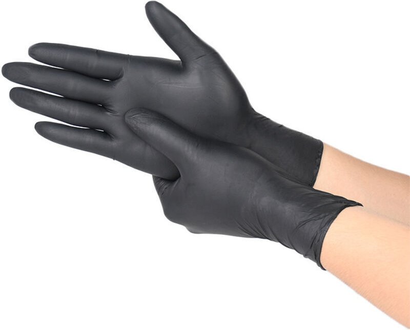 Nitrilhandschuhe, Größe M, schwarze Nitrilhandschuhe, 100 Stück/Box, puderfrei, latexfrei, Einweghandschuhe