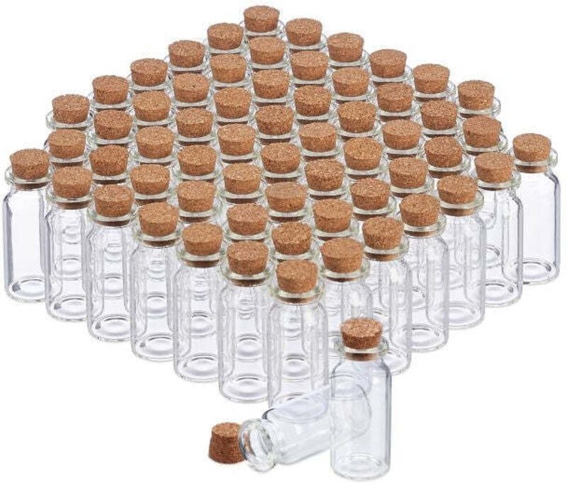 Mini glass bottles cork stopper 60p set