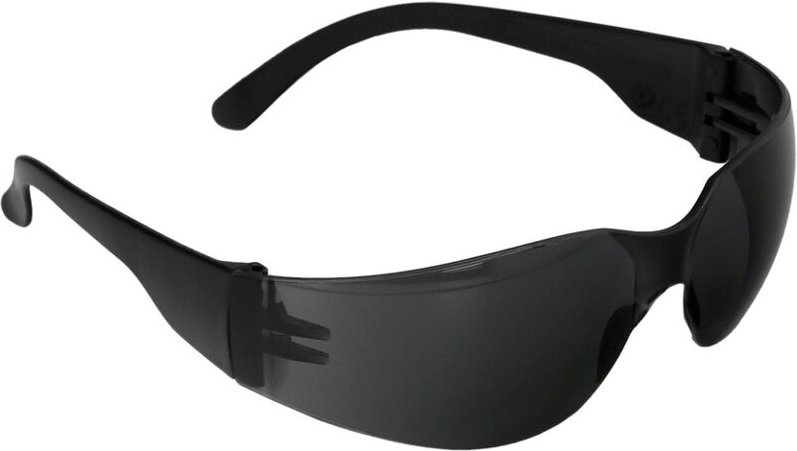 Schutzbrille mit flexiblen Bügeln, EN166-Zertifizierung. Graue Linse. Schutzbrille Arbeitsbrille