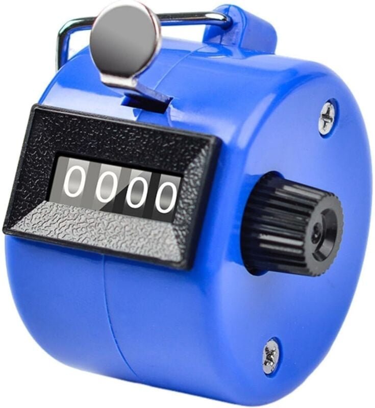 1 Stück Manueller Tally-Zähler, 4-stelliger Klick-Zähler, mechanischer manueller Tally-Zähler, Klick-Zähler – Blau