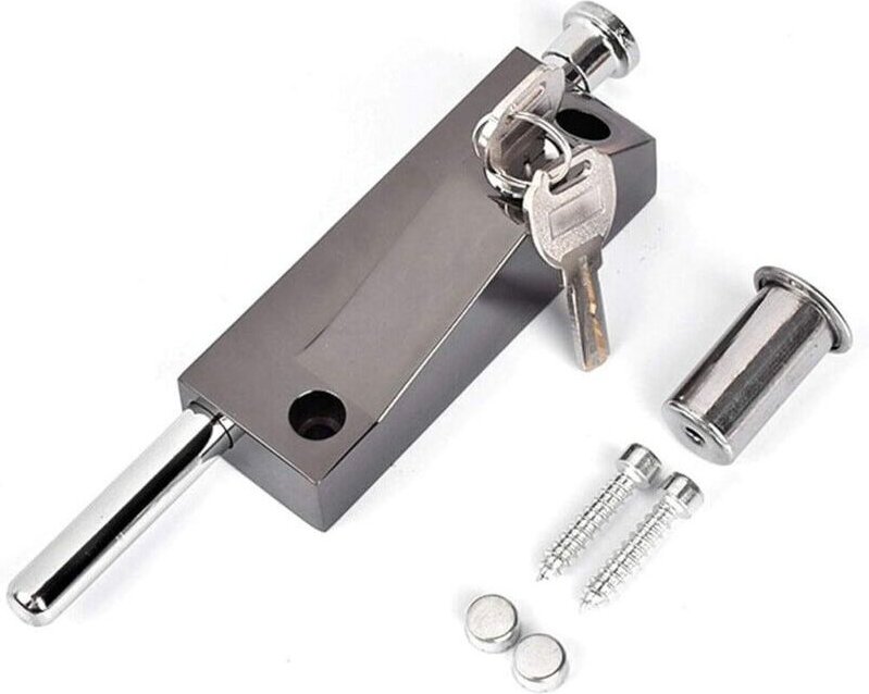 Universelles Türschloss aus schwarzer Aluminiumlegierung, inklusive Montagezubehör (Schrauben und 2 Schlüssel), geeignet...