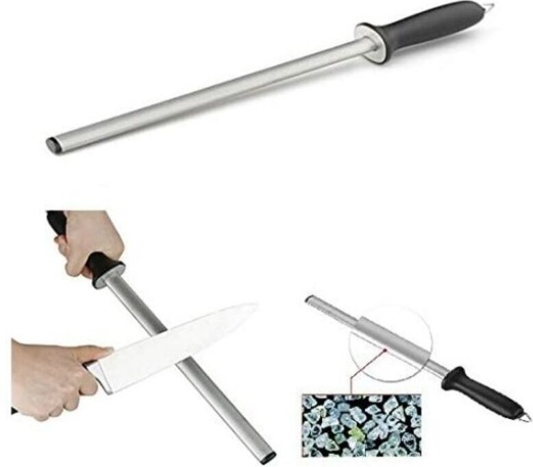 Profi Ovaler Wetzstahl 38 cm, Diamant-Messerschärfstähle für Küchen- und Metzgermesser