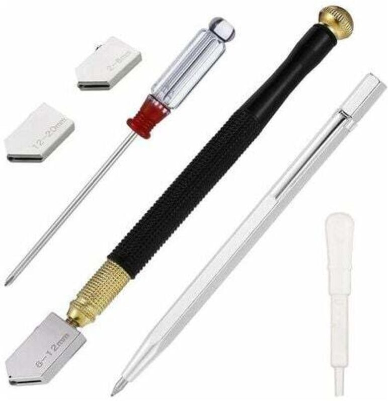 Professioneller Glasschneider aus Legierung mit 3 Klingen – Öltropfen und Schraubendreher 2–20 mm – für Glasfliesen, Spi...