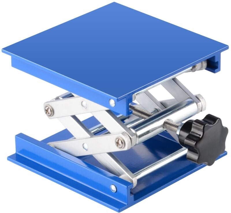 Scherenheberplattform aus eloxiertem Aluminium, 100 x 100 mm, für Laboranwendungen, Tragfähigkeit bis 5 kg, Höhenverstel...
