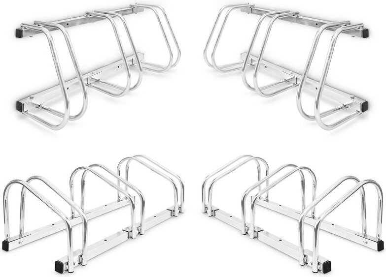 4 x 3er Fahrradständer im Set, Mehrfachständer für je 3 Fahrräder, zur Boden- und Wandmontage, HBT 26 x 73 x 32 cm, silb...