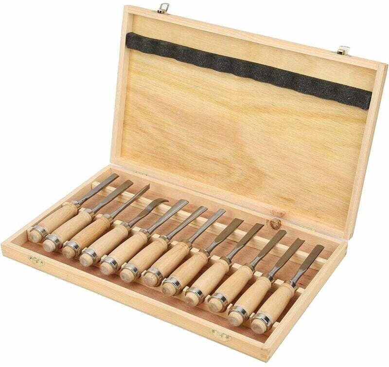 12-teiliges Holzschnitzwerkzeug-Set, Holzmeißel-Set mit Holzgriff und Rolle, Schnitzmesser, Schnitzwerkzeug für Anfänger...