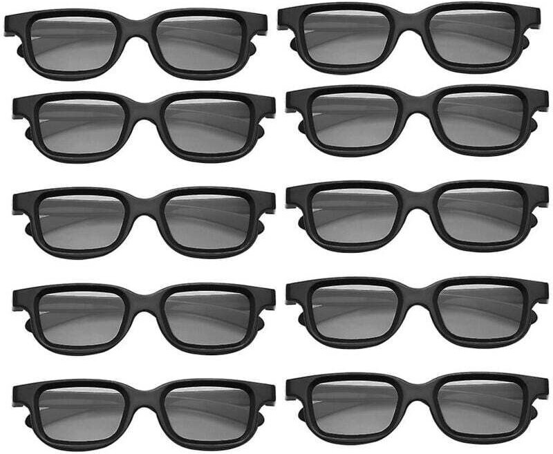 Packung mit 10 passiven polarisierenden 3D-Brillen für 3D-Fernseher, echte 3D-Kinos für 3D-Spiele und TV-Rahmen
