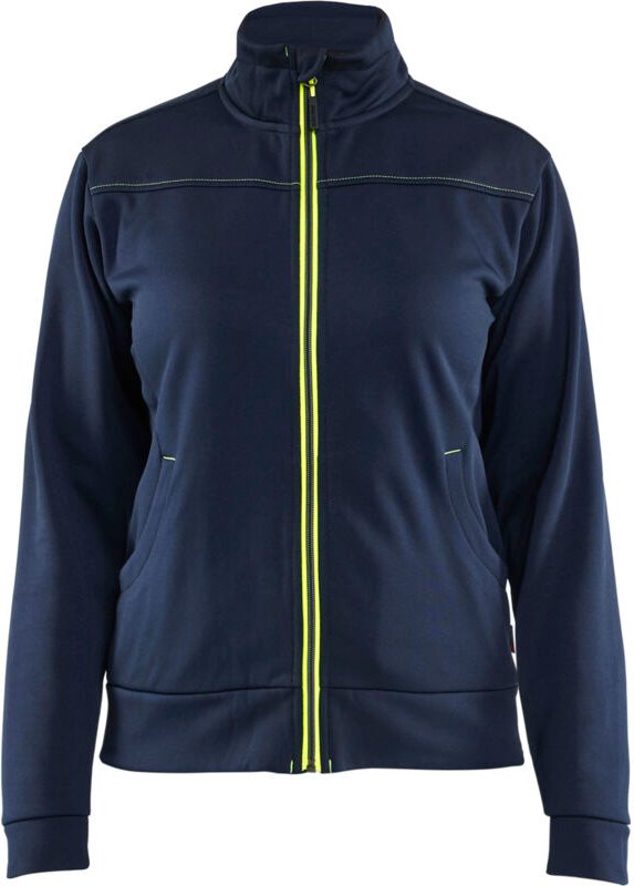 Arbeits-Sweatshirt mit Reißverschluss für Damen 3394 – Dunkelblau/Neongelb XL