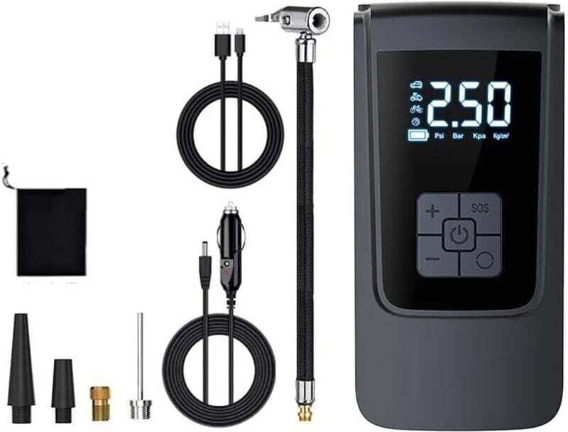 Tragbarer Auto-Kompressor, Reifenfüller 4000mAh DC 12V 150Psi Reifenluftpumpe mit Digitalanzeige, leichter Reifenfüller ...