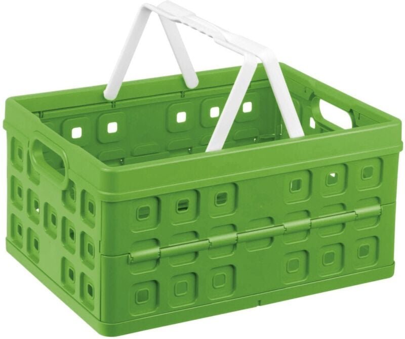 Klappbox Square 32 l grün/weiß Einkaufsbox Einkaufskorb mit Griffen - Sunware