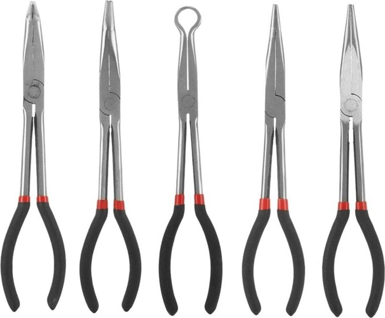 Langes Spitzzangen-Set, 5-in-1-Werkzeug zum Entfernen von Zündkerzenkabeln (11 Zoll) – gebogen 90, 45, 25 Grad