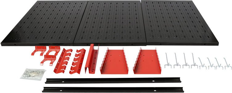 Wiltec Werkzeugwand 120x60cm aus 3 Lochplatten mit 17 Haken zur hängenden Aufbewahrung von Werkzeugen Werkstatteinrichtu...