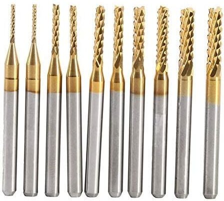 Ersandy - 10-teiliges Ti-Bohr-Schaftfräser-Schneidwerkzeug, Titan-CNC-Hartmetall-Schaftfräser-Set, Fräsmaschine, 1,0–3,0...