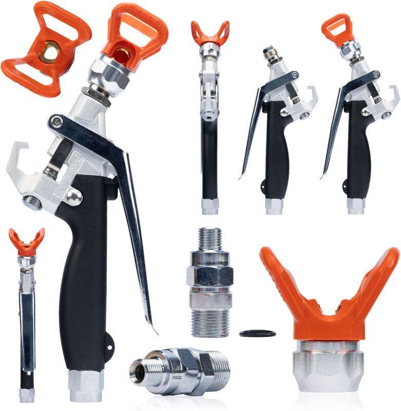 Rosfix Farbspritzpistole Black Rain BR450 – 450 bar, 1/4" Anschluss, 7/8" Düsenaufnahme Für Spachtelmasse & Farbe Ergono...