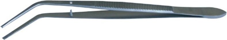 Edelstahlpinzette mit abgewinkelter Spitze 155 mm OUTIFRANCE