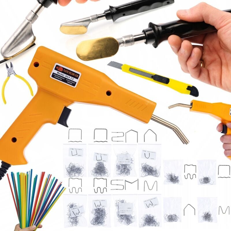 Rosfix Set Kunststoffschweißgerät & Heißklammergerät – 230 V, 50 W, 800 Klammern, 5 Schweißdrähte Für PP, PE, ABS, PVC R...