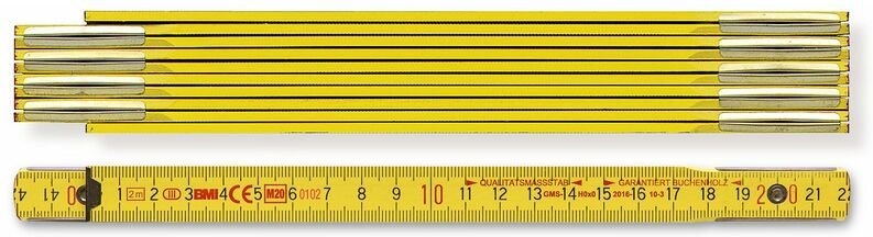 Holzgliedermaßstab 9002 10 Stück gelb Länge 2 m Gliederstärke 3,0 mm - BMI
