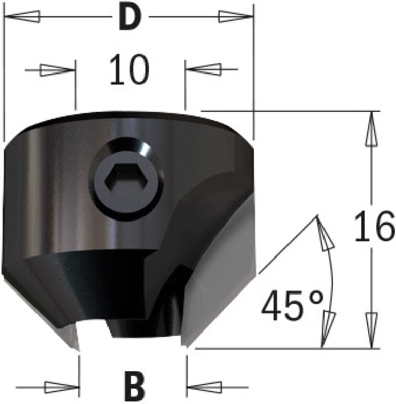 315.200.11 FRÄSMASCHINEN 45° HW Z2 L=16 D=20 d=5-10 DX