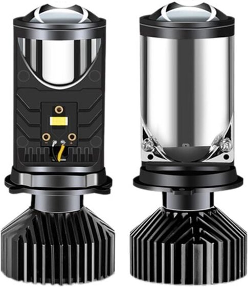 Tlily - Y9 H4 LED-Projektor-Scheinwerferlinse mit Lüfterkühlung für Automobile, Hi/Lo-Strahl