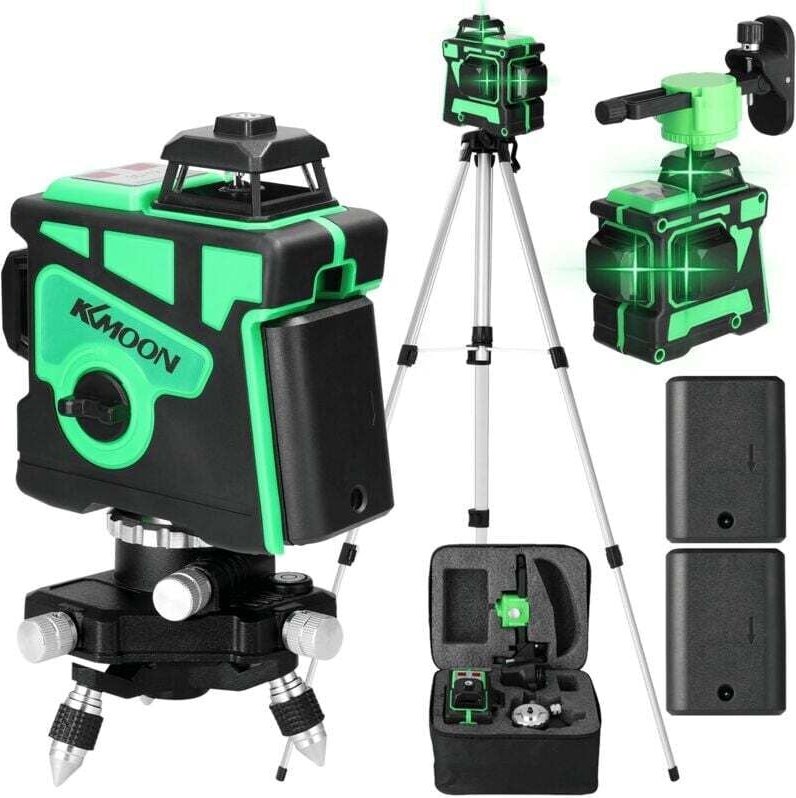360° Grüner Laser Level 12 Linien Selbstnivellierende Ebenen, Lazer mit Selbstnivellierungsfunktion, 4800 mAh, Höhenvers...