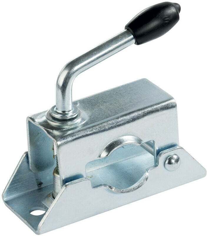 Stahlhalterung zur Befestigung eines Stützrads, 48 mm Durchmesser, mit Verriegelungsgriff