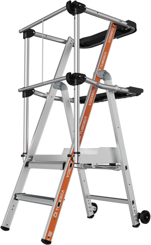 Siedra Stufen Plattformleiter mit Fallschutzschienen und halbautomatischem Schließmechanismus 2 Stufen