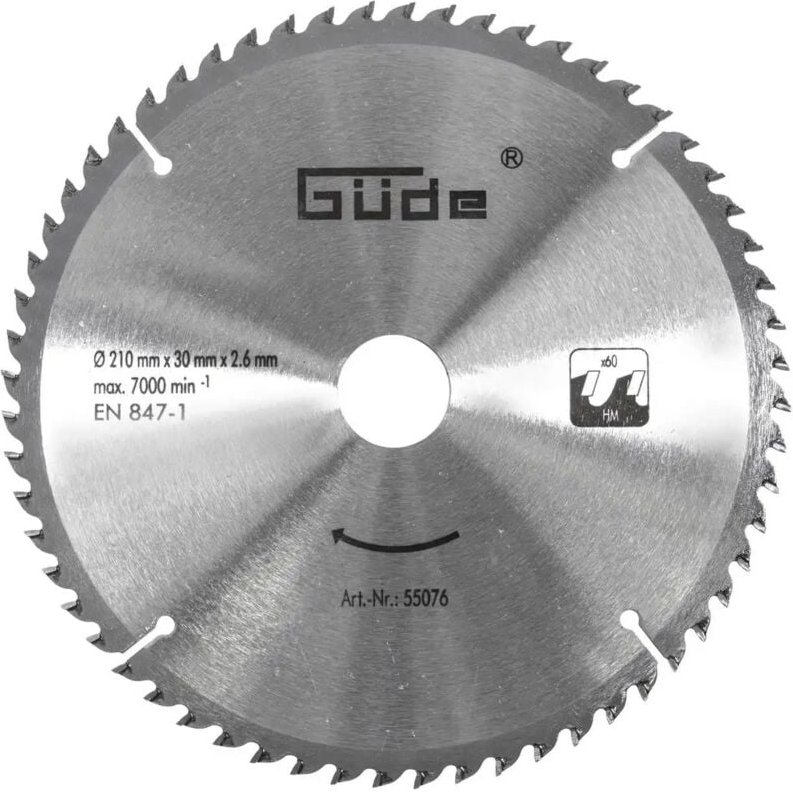 Güde - Holzsägeblatt hm 210x30x60Z, Kapp-Gehrungssäge, Tischkreissäge