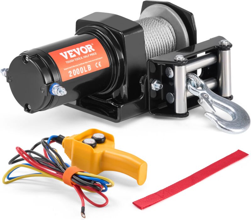 Elektrische Seilwinde, 2000 lb Seilzugkapazität, 12 v dc ATV/UTV-Winde mit Φ5/32 in x 39 ft 7-Strang-Stahlkabelrolle, Ka...