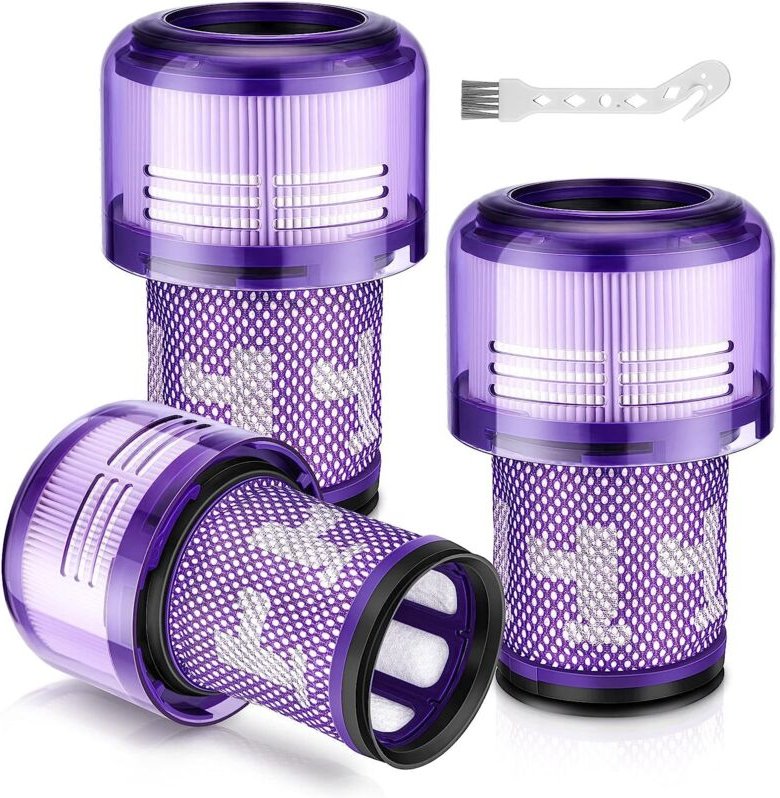 Zubehör für den Dyson V12 Detect Slim Staubsauger: HEPA-Filter (3er-Pack) + Reinigungsbürste