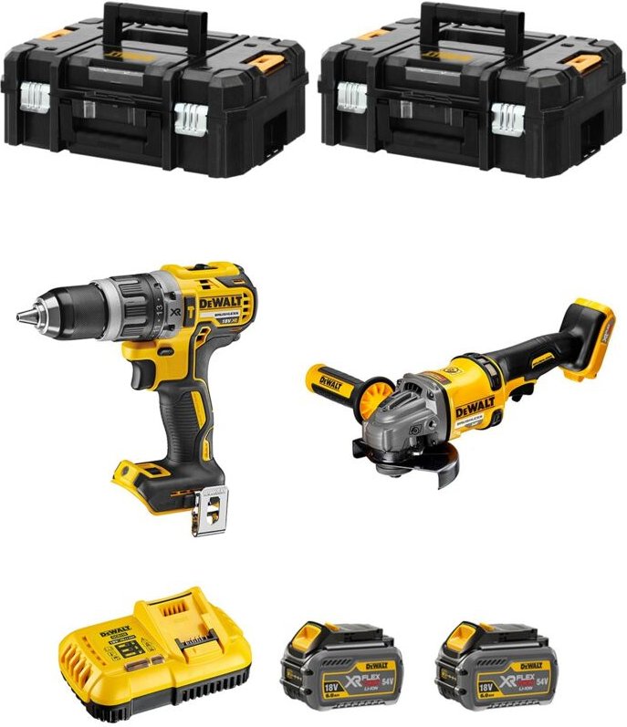 DeWALT Kit FVK256T2-QW 54V/18V (DCD796 + DCG414 + 2 x 6,0 Ah + DCB118 + 2 x TSTAK II)