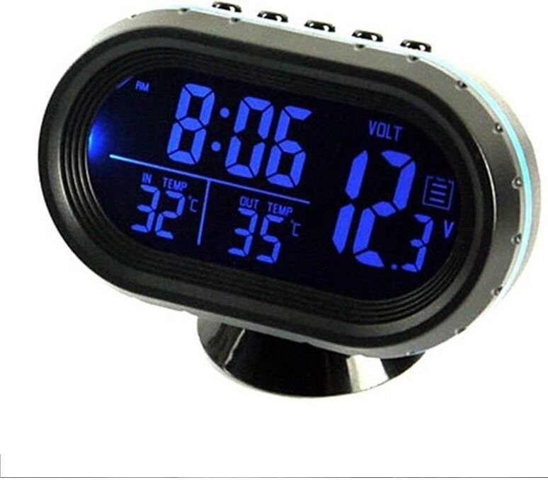 12V Multifunktions-Elektronik-LCD-Autothermometer mit Temperaturanzeige und Wecker