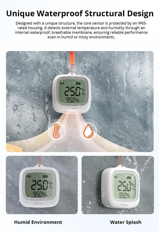 SONOFF IP65 Zigbee LCD Smart-Temperatur-Feuchtigkeitssensor