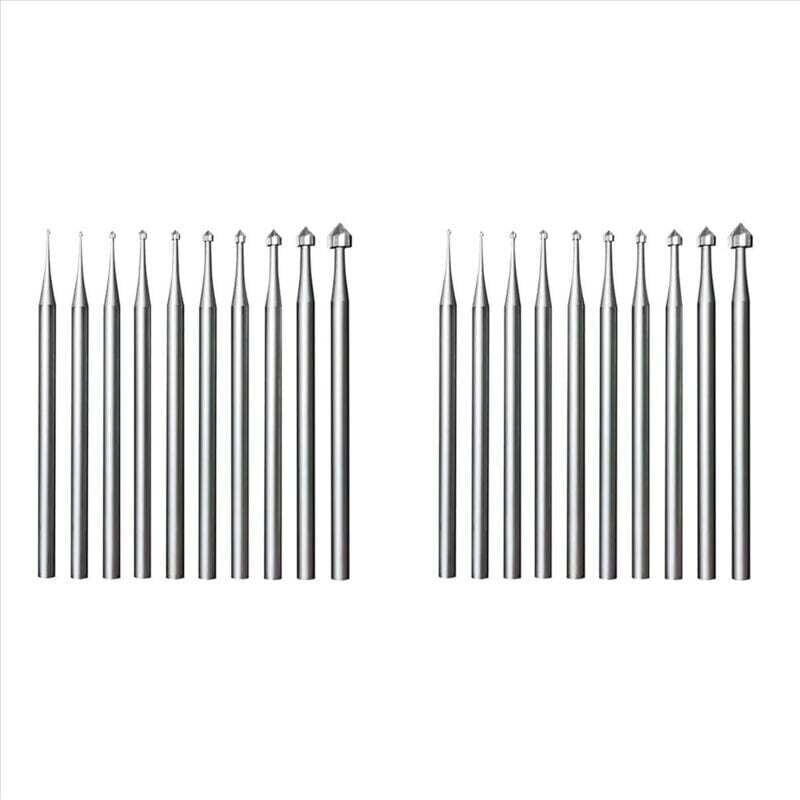 Set mit 20 Schmuckfassungsfräsern – 3/32"-Schaft, zylindrische und konische Steinfräser, Werkzeuge für die Edelsteinbear...