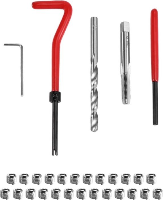 30-teiliges Gewindereparaturset M6x1 zur Wiederherstellung beschädigter Schraubenschlüssel, Spiralbohrer, Handwerkzeug