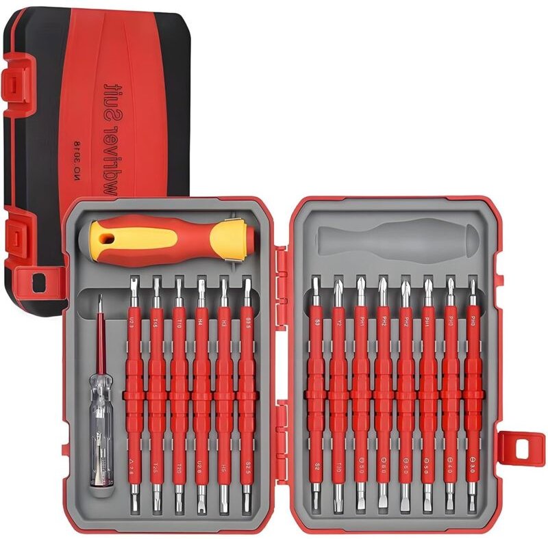 Isolierter Schraubendrehersatz für Elektriker – Ergonomischer Griff, magnetische Bits, langlebig für Elektroarbeiten, Sc...