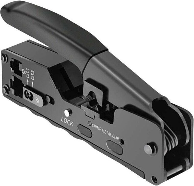 Crimpzange, weicher Gummigriff – rutschfest – Ethernet-Crimpzange für Cat7 8P/6P, schwarz, 1 Stück