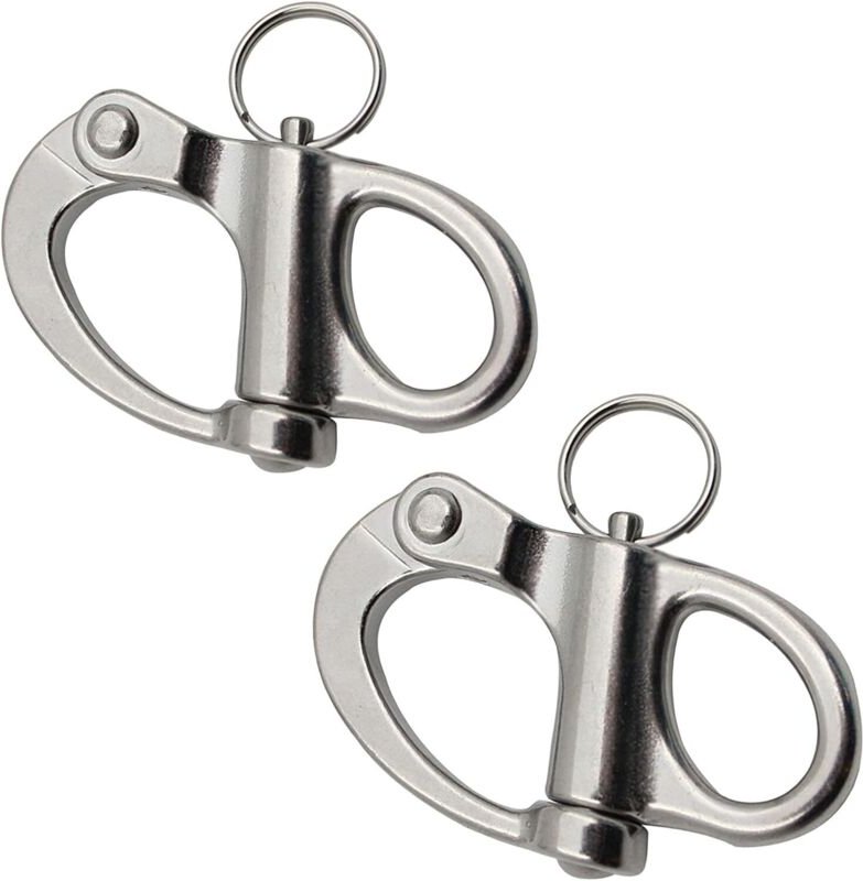 Schnellverschluss-Schäkel aus Edelstahl, drehbarer Schäkel zum Klettern und Bootfahren, Edelstahl, 2 Stück