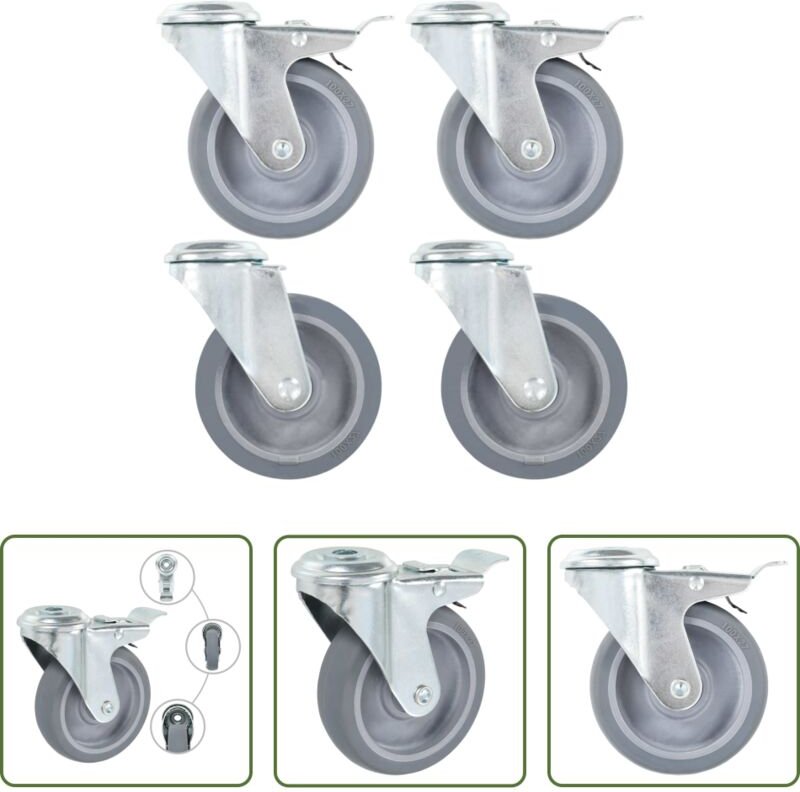 vidaXL Lenkrolle mit Bolzenloch - Lenkrollen mit Bolzenloch 4 Stk. 100 mm