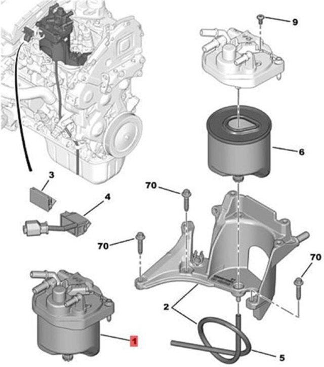 Tlily - Kraftstofffiltergehäuse 9809757980 9672320980 für 207 208 3008 5008 Berlingo C3 C4 C5 2008-2015