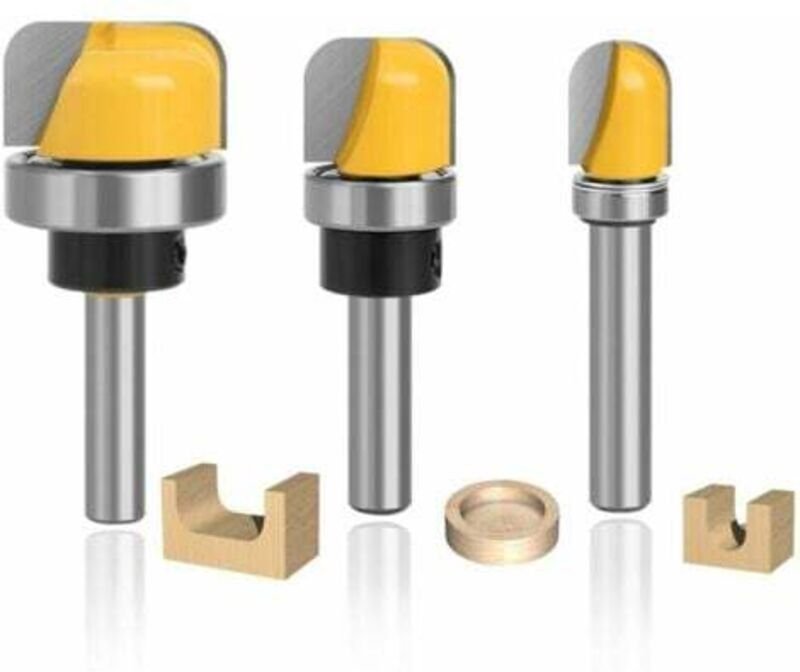 3 Stück Abrundfräser, Nutfräser mit 8mm Schaft, Fräser für Oberfräse für Weich- und Hartholz, Spanplatten, MDF, Kompaktp...