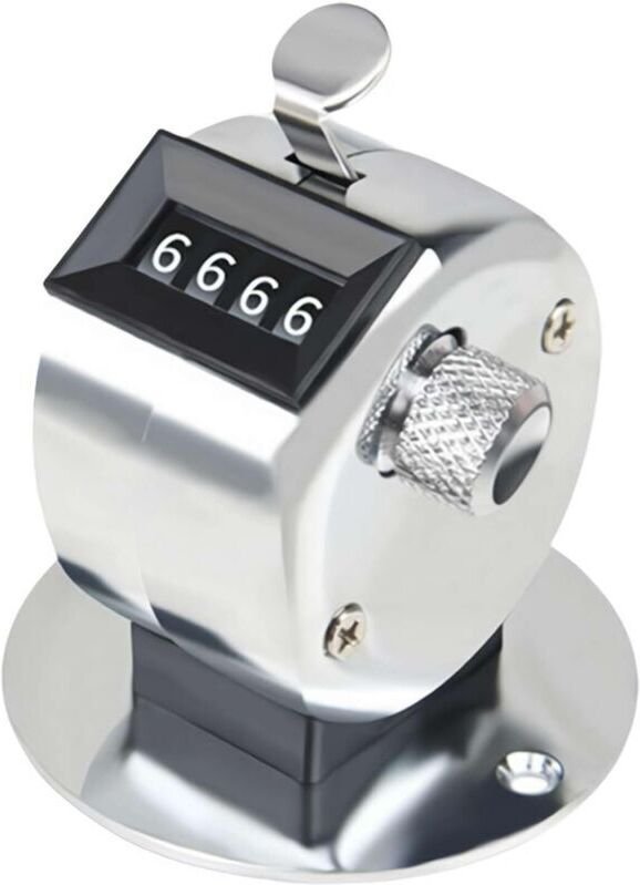 Manueller 4-stelliger Zähler aus Silbermetall – Tischgerät zur Datenauswertung – Konferenzteilnahmen – Stadionsport