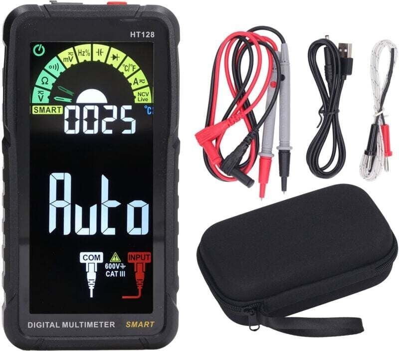 Multimètre Numérique Automatique LCD Couleur Portable Anti Brûlure Mesure Tension Courant Multifonction