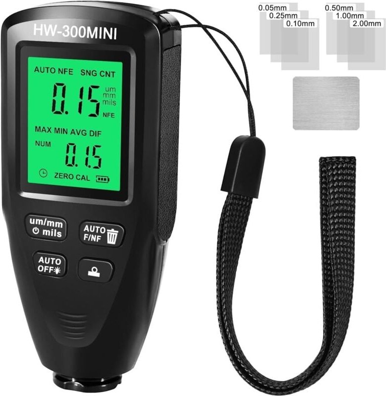 Lackdickenmessgerät, Auto-Beschichtung, Dickenmessgerät, digitales Malerei-Messgerät, Messgerät, Messbereich 0–2000 um (...