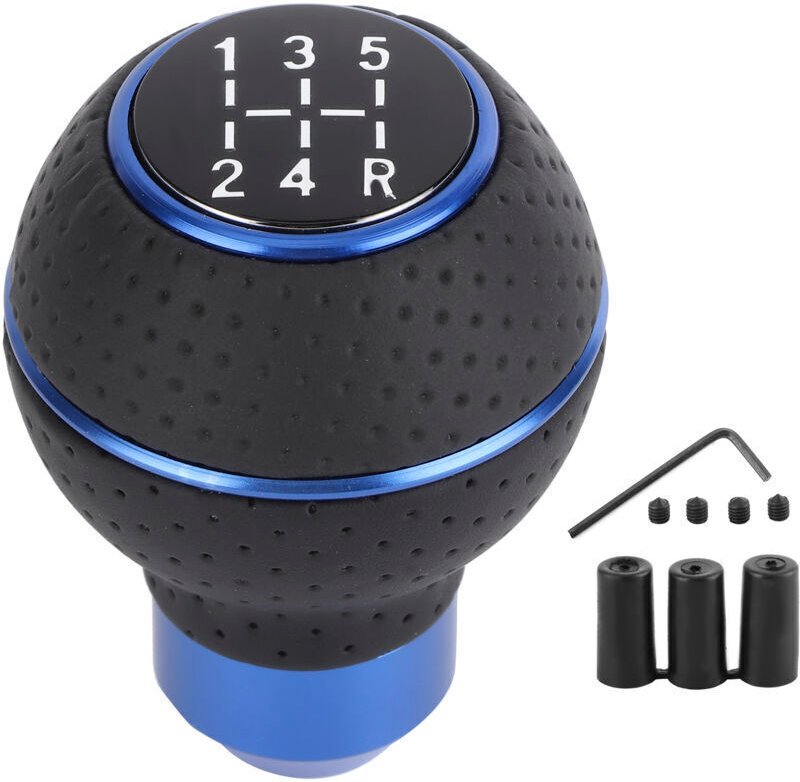 Eosnow 5-Gang-Shaltknauf-Stick, Aluminiumlegierung und Leder, manuelle Automobilzubehr, Blau