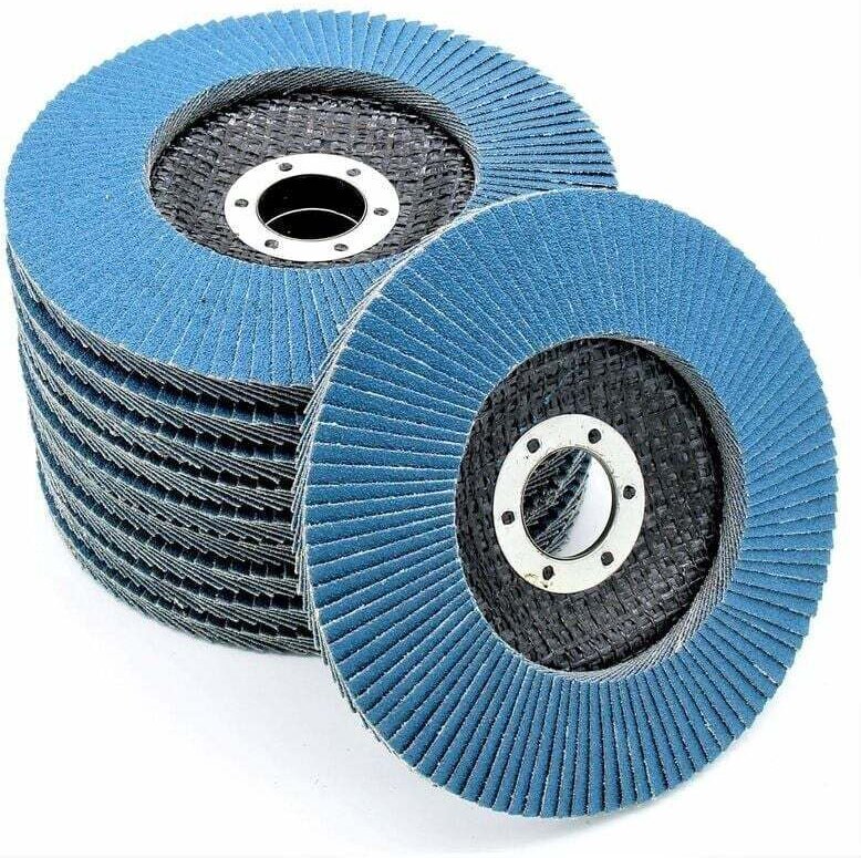 10er-Pack 125-mm-Schleifscheiben mit Lamellen für Stahl, Edelstahl, Holz und Metall – Körnung 40/60/80/120 – Unterteilte...