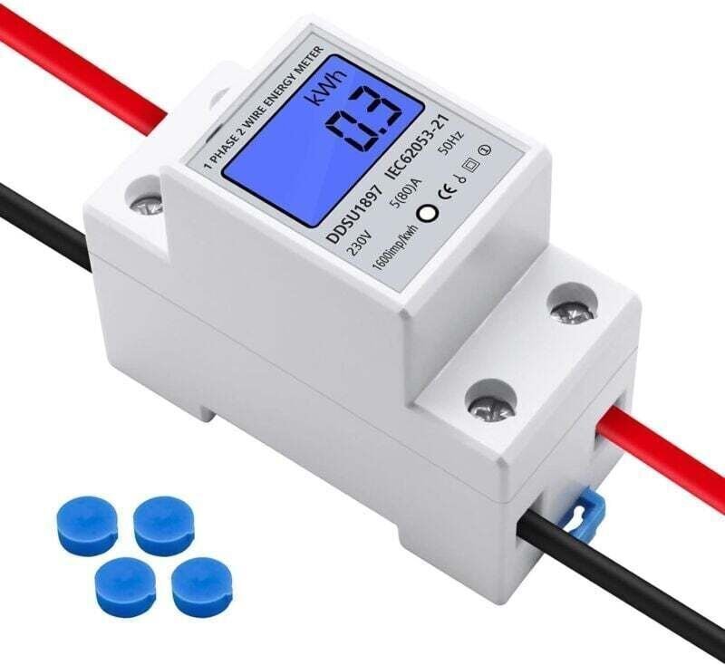 Stromzähler, Energiezähler 230 V 5 (80) A 2-Leiter 2P Digitales LCD-Display mit DIN-Schienenmontage Einphasiges elektron...